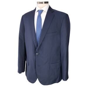 J Hilburn Sport Coat Mens 43 Navy Wool Vitale Barberis Canonico Two Button